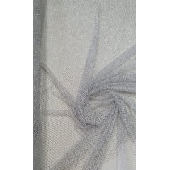 Tela Arrastão Branco com Pedrarias Prata - Largura 1,30 m x Comprimento 1 m 
