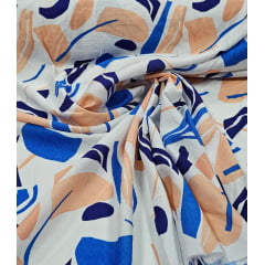 Viscose Pesada Rustique Estampada Azul 7A - Largura 1,47 m x Comprimento 1,30 m 