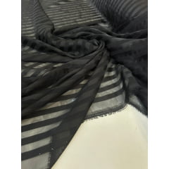 Mousseline Filetado Preto - Largura 1,47 m x Comprimento 2,80 m 