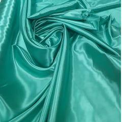 Cetim Charmeusse Liso Verde Jade Claro - Largura 1,47 m x Comprimento 1 m 