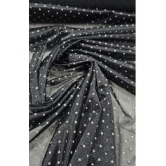 Lurex Glitz Preto com Poá Multicolor - Largura 1,60 m x Comprimento 2,50 m 