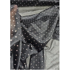 Lurex Glitz Preto com Poá Multicolor - Largura 1,60 m x Comprimento 2,50 m 