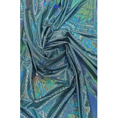 Malha Look Holográfica Azul Claro  - Largura 1,50 m x Comprimento 1 m 