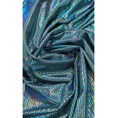 Malha Look Holográfica Azul Claro  - Largura 1,50 m x Comprimento 1 m 