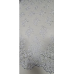 Tule Bordado com Bico Branco 13 - Largura 1,35 m x Comprimento 1,65 m 
