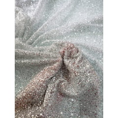 Tule com Glitter Prata Pesado  - Largura 1,40 m x Comprimento 1,80 m 