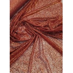 Tule com Glitter Terracota Pesado -Largura 1,40 m x Comprimento 2 m 