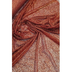 Tule com Glitter Terracota Pesado -Largura 1,40 m x Comprimento 2 m 