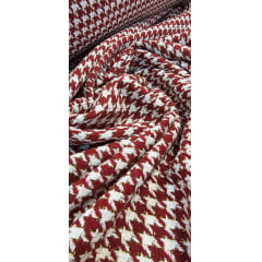 Tweed Premium Pesado Pied de Poule Marsala com Fio Metálico - Largura 1,47 m x Comprimento 1 m 