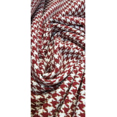 Tweed Premium Pesado Pied de Poule Marsala com Fio Metálico - Largura 1,47 m x Comprimento 1 m 