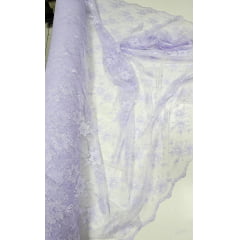 Renda Francêsa Tipo Chantily com Bico Lilás - Largura 1,45 m x Comprimento 4,50 m 