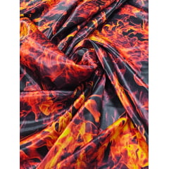 Cetim Estampado Digital Fogo COM FIO PUXADO - Largura 1,47 m x Comprimento 2 m 