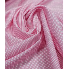 Tergal Estampado Poá Fundo Rosa COM SUJEIRA - Largura 1,47 m x Comprimento 3 m 