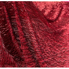 Tule Bordado com Paetês e Canutilhos Saab Vermelho Cereja - Largura 1,30 m x Comprimento 1 m 