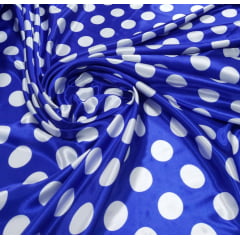 Cetim Azul Bola Branca - Largura 1,47 m x Comprimento 2,60 m 
