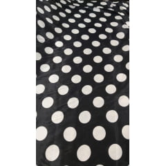 Cetim Preto Bola Branca - Largura 1,47 m x Comprimento 3 m 