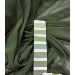 Mousseline Lisa Toque de Seda Verde Militar - Largura 1,47 m x Comprimento 1,70 m