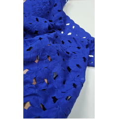Layse Richelieu Azul Royal Flores I18 SUJO   - Largura 1,30 m x Comprimento 1 m 