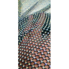 Tela Arrastão Verde Floresta com Pedrarias Boreal - Largura 1,30 m x Comprimento 1 m 