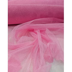 Tule com Glitter Fantasy Rosa Chiclete - Largura 1,50 m x Comprimento 1 m 