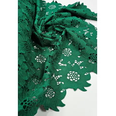 Renda Guipir Girassol Dull Opaca Verde Bandeira - Largura 1,30 m x Comprimento 050 cm