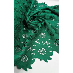 Renda Guipir Girassol Dull Opaca Verde Bandeira - Largura 1,30 m x Comprimento 050 cm