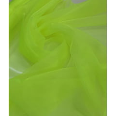 Organza Cristal de Poliamida Verde Neon - Largura 1,47 m x Comprimento 0,90 cm