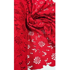 Renda Guipir Girassol Dull Opaca Vermelho - Largura 1,30 m x Comprimento 2,90 m 