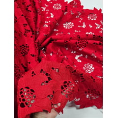 Renda Guipir Girassol Dull Opaca Vermelho - Largura 1,30 m x Comprimento 2,90 m 