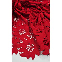 Renda Guipir Girassol Dull Opaca Vermelho - Largura 1,30 m x Comprimento 2,90 m 