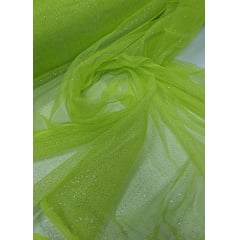 Tule com Glitter Fantasy Verde Cítrico - Comprimento 2 m x Largura 1,50 m 