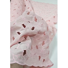 Layse Richelieu Rosa Bebê  Flores I18  - Comprimento 1,70 m x Largura 1,30 m 