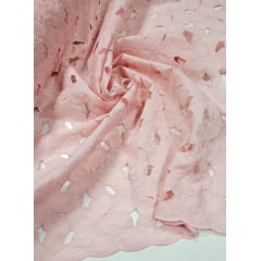 Layse Richelieu Rosa Bebê  Flores I18  - Comprimento 1,70 m x Largura 1,30 m 