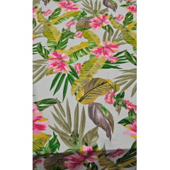 Crepe Haya Estampado ST25 FOLHAGENS FUNDO BEGE - Comprimento 3 m x Largura 1,50 m 