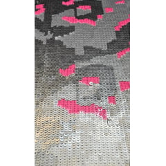 Paetê Bordado Tons de Cinza e Pink NV - Comprimento 1 m x Largura 1,40 m 