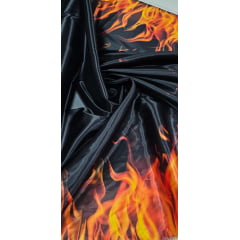 Cetim Estampado Digital Barrado Labaredas COM DEFEITO E EMENDA - Largura 1,47 m x Comprimento 2 m  