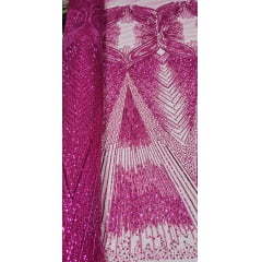 Tule Bordado com Pedrarias Premium  Pink HS2781  - Comprimento 0,50 cm x Largura 1,30 m 