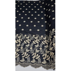Layse Bordada Premium 3D Bicolor Preto com Kaki  - Comprimento 2,50 m x Largura 1,30 m 