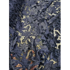 Renda Guipir Aveludada Azul Marinho Modelo 02 - Comprimento 1,,40 x Largura 1,40 m 