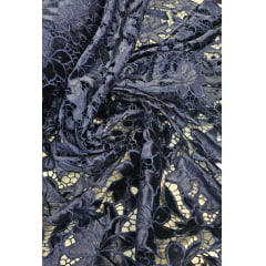 Renda Guipir Aveludada Azul Marinho Modelo 02 - Comprimento 1,,40 x Largura 1,40 m 