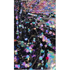 Paetê Bordado Metalic Holográfico Roxo Modelo 02 - Comprimento 3,50 m x Largura 1,40 m