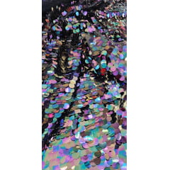 Paetê Bordado Metalic Holográfico Roxo Modelo 02 - Comprimento 3,50 m x Largura 1,40 m
