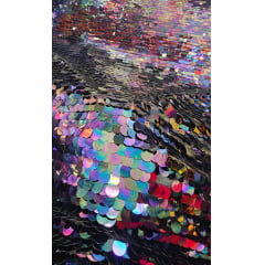 Paetê Bordado Metalic Holográfico Roxo Modelo 02 - Comprimento 3,50 m x Largura 1,40 m