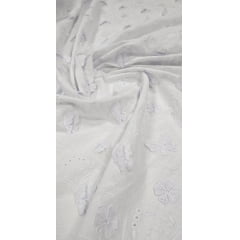 Layse Bordada Premium Borboletas em 3D Branca - Comprimento 1 m x Largura 1,30 m 