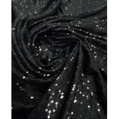 Paetê Bordado Magestic Preto - Comprimento 0,70 cm x Largura 1,45 m 