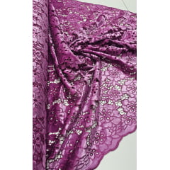 Renda Guipir Aveludada Fucsia Modelo 03 - Comprimento 0,95 cm x Largura 1,40 m 