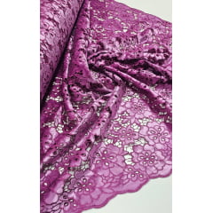 Renda Guipir Aveludada Fucsia Modelo 03 - Comprimento 0,95 cm x Largura 1,40 m 