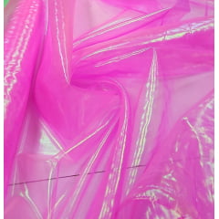 Organza Holográfica Pink Neon COM DEFEITO NA BARRA - Comprimento 2,60 m x Largura 1,50 m 