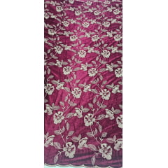 Veludo Cristal Bordado Floral Marsala - Comprimento 1 m x Largura 1,45 m 