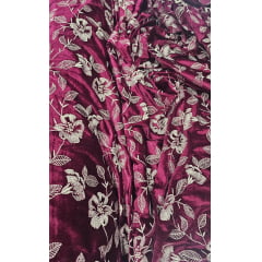Veludo Cristal Bordado Floral Marsala - Comprimento 1 m x Largura 1,45 m 